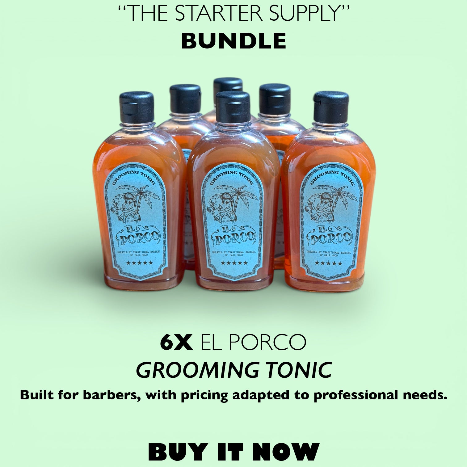 THE STARTER SUPPLY – 6 Grooming Tonics | PROFESSIONAL BARBER BUNDLE – 56% OFF