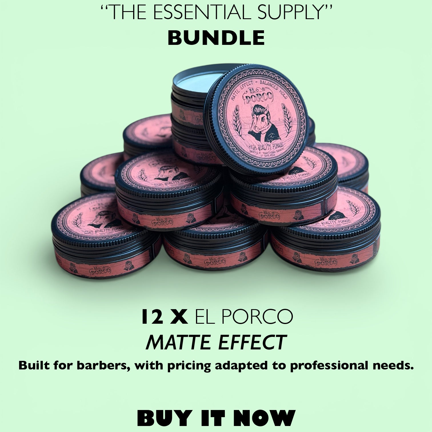 THE ESSENTIAL SUPPLY – 12 Matte Effect Pomades | PROFESSIONAL BARBER BUNDLE – 60% OFF